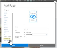 Adding an External link page